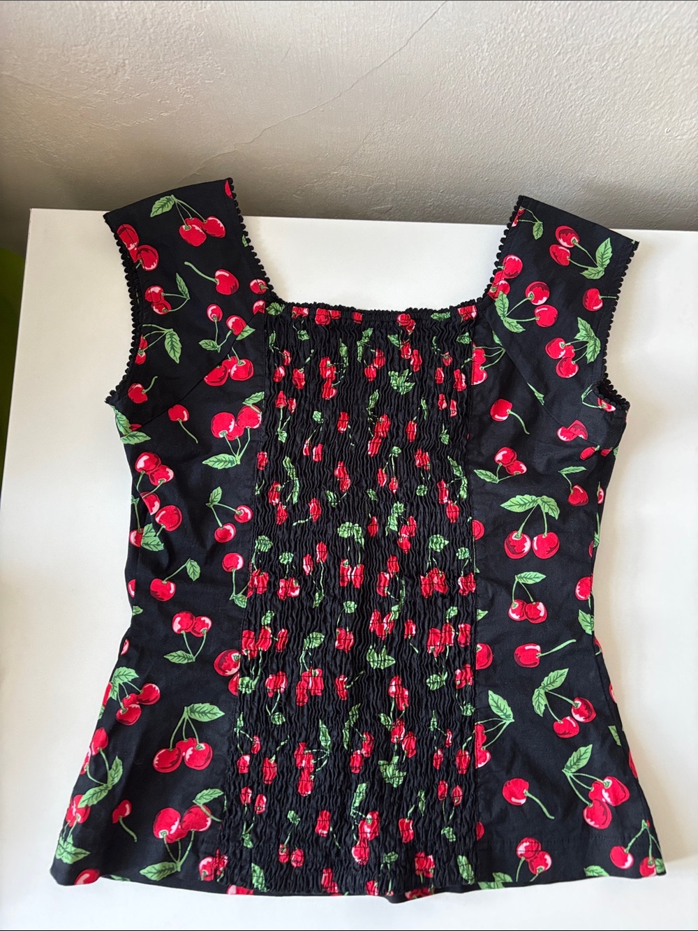 Hell Bunny Black Cherry Print Square-Neck Tank - Picture 3 of 3